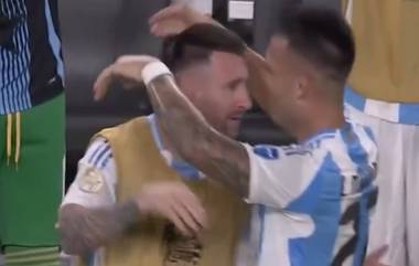 Lautaro Martinez Hugs Lionel Messi Video: কলম্বিয়ার বিপক্ষে বিজয়সূচক গোল করে লিওনেল মেসিকে জড়িয়ে ধরলেন মার্টিনেজ (দেখুন ভিডিও)