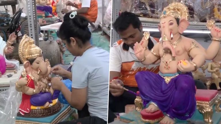 Ganesh Chaturthi 2024:  মুম্বইয়ে গণেশ চতুর্থীর প্রস্তুতি চলছে পুরোদমে , চলছে শেষ বেলার রঙের কাজ (দেখুন ভিডিও)