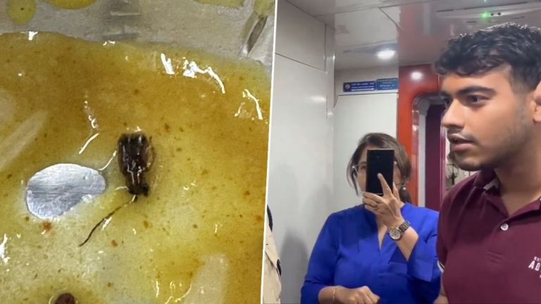 Cockroach Found in Meal on Train: শিরডি থেকে মুম্বইগামী বন্দে ভারত ট্রেনে যাত্রীদের পরিবেশন করা ডালে আরশোলা (দেখুন ভিডিও)