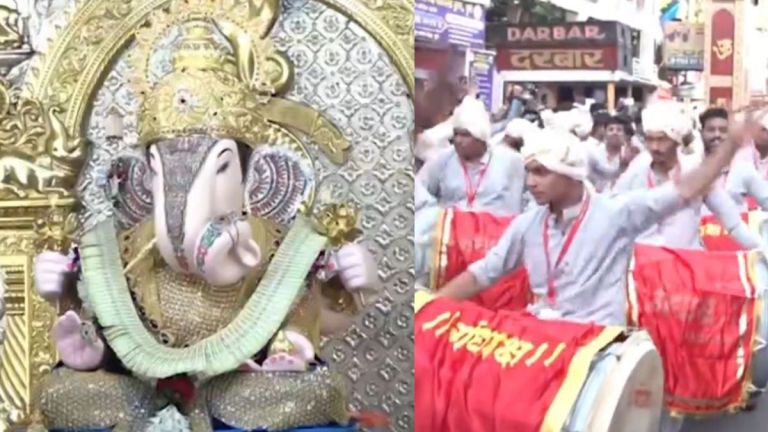 Ganesh Chaturthi: গণেশ চতুর্থী উপলক্ষে পুনের দাগাদুশেঠ হালওয়াই গণপতি মন্দিরে ভক্তদের ভিড় (দেখুন ভিডিও)