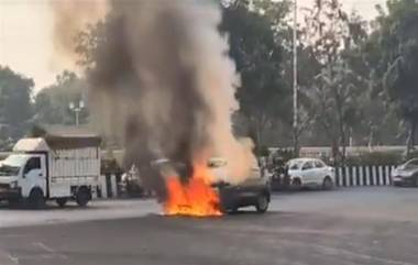 Noida: ব্যস্ত রাস্তায় দাউদাউ করে জ্বলছে আস্ত গাড়ি, ফিল্ম সিটি রোডে আতঙ্ক