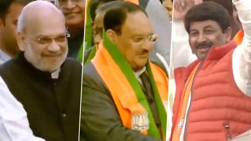 Delhi Elections 2025: দিল্লিতে বিজেপির দফতরে উৎসবের মেজাজ, কর্মী সমর্থকদের মাঝে শাহ, নাড্ডারা