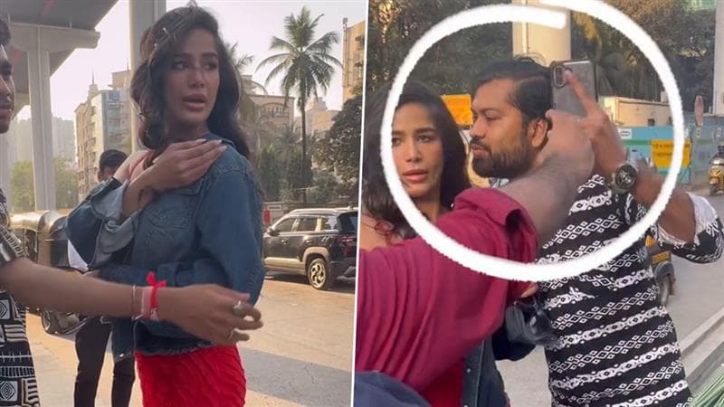 Fan Tries to Kiss Poonam Pandey: সেলফি তোলার অছিলায় পুনম পাণ্ডেকে চুমু খাওয়ার চেষ্টা ভক্তের, ধাক্কা মেরে সরালেন দুষ্টু ছবির নায়িকা