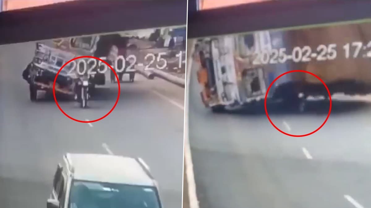 Shocking Accident Video: ট্রাকের থাবা, কাত হয়ে পড়ে বাইক আরোহীকে গিলে খেল বিশালাকার গাড়ি, দেখুন ভিডিয়ো