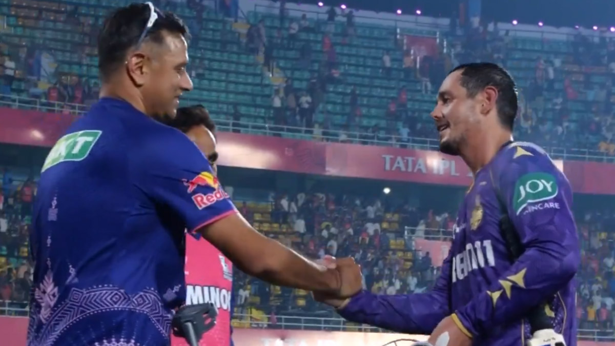RR vs KKR, IPL 2025: কেকেআরের জয়ের নায়ক কুইন্টনের ব্যাটিংয়ে মুগ্ধ রাহুল দ্রাবিড়ও! ক্রাচে ভর দিয়েই মাঠ নামলেন রাজস্থানের কোচ