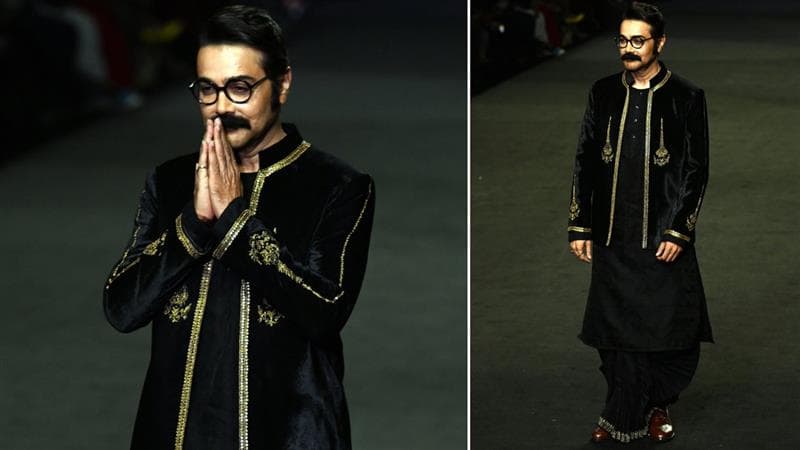 Prosenjit Chatterjee Ramp Walk at Lakme Fashion Week: নিকষ কালো বেশে বাঙালিবাবু প্রসেনজিৎ, ফ্যাশন মঞ্চে আগুন জ্বালালেন বুম্বাদা