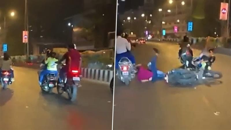 Shocking Video Of Motor Bike Crash: বেপরোয়া বাইকের ধাক্কা, একের পর এক স্কুটি উলটে আরোহীরা ছিটকে পড়লেন রাস্তায়, দেখুন