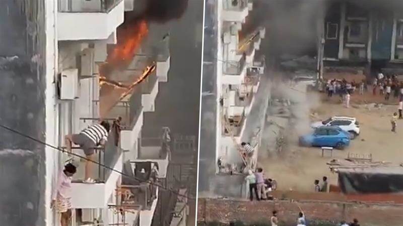 Fire At Girls Hostel Video: দাউ দাউ করে জ্বলছে গার্লস হস্টেল, ব্যালকনি থেকে প্রাণ ভয়ে ঝাঁপ দিচ্ছেন ছাত্রীরা, দেখুন