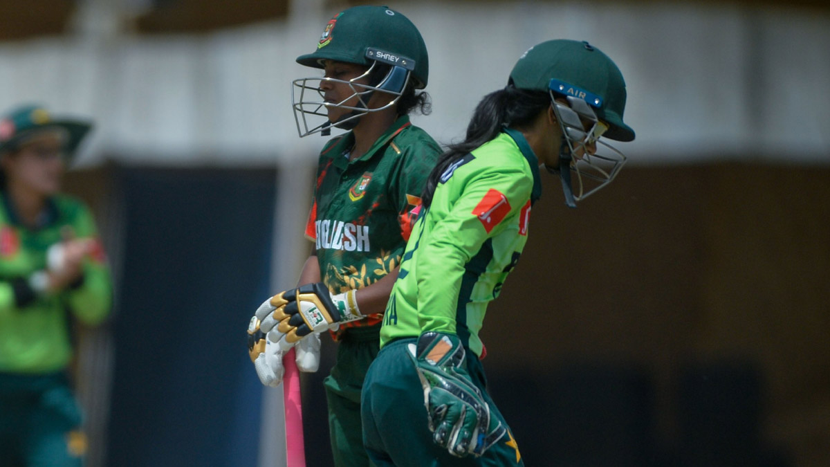 PAK W vs BAN W, ICC Womens World Cup Qualifier 2025 Live Scorecard: পাক বোলিংয়ে ঘায়েল, রিতু মনি-ফাহিমা খাতুনের চেষ্টায় বাংলাদেশের স্কোর-১৭৮/৯