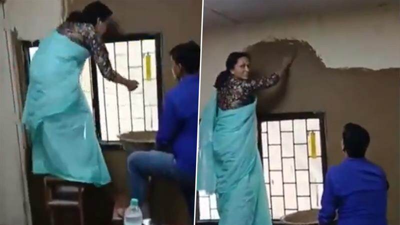 Principal Coats Classroom Walls With Cowdung: ক্লাসরুমের দেওয়াল জুড়ে গোবর লেপচ্ছেন শিক্ষিকা, বিতর্কের মাঝে মুখ খুললেন অধ্যক্ষ
