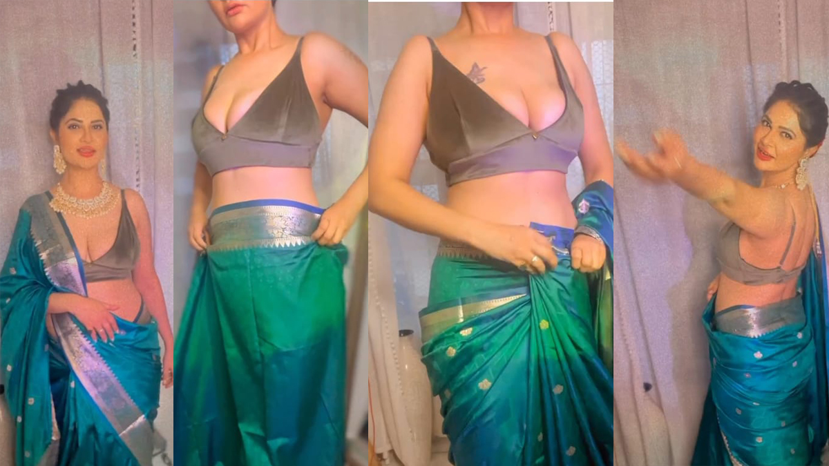 Aabha Paul in Saree: আভা পল ক্যামেরার সামনেই শাড়ি পরলেন। উন্মুক্ত স্তন। হক লুকে ভাইরাল