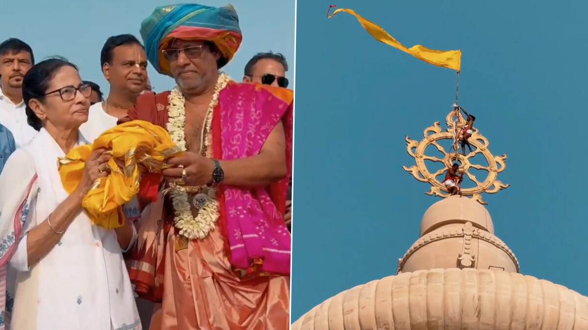 Digha Jagannath Temple Dhwaja: দিঘার জগন্নাথ মন্দিরে উড়ল ধ্বজা, কাল মহাসমারোহে উদ্বোধন