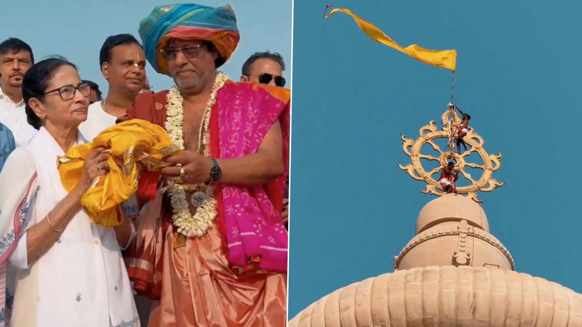 Digha Jagannath Temple Dhwaja: দিঘার জগন্নাথ মন্দিরে উড়ল ধ্বজা, কাল মহাসমারোহে উদ্বোধন