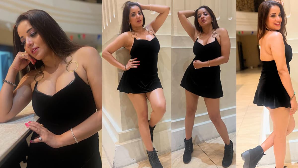 Hot Monalisa in a black short dress: কালো সর্ট ড্রেসে হট মোনালিসা।