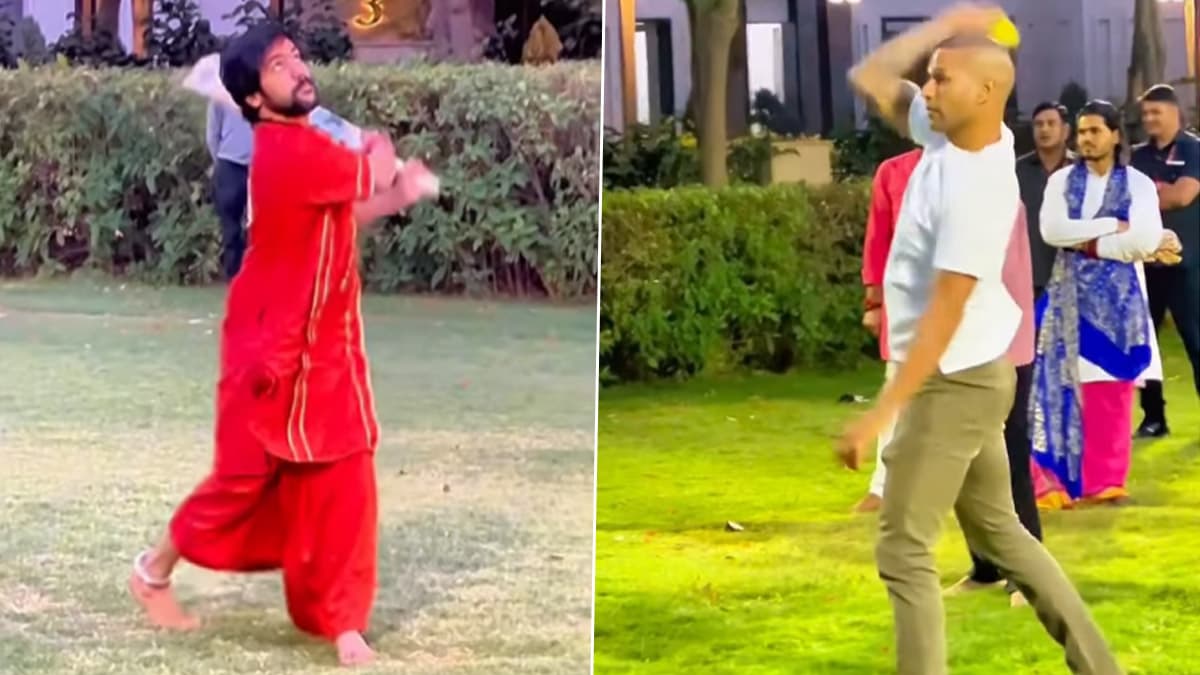 Shikhar Dhawan, Rinku Singh with Bageshwar Baba: বাগেশ্বর ধামের ধীরেন্দ্র শাস্ত্রীর সঙ্গে ক্রিকেট খেলছেন শিখর ধাওয়ান, রিঙ্কু সিং; দেখুন ভাইরাল ভিডিও
