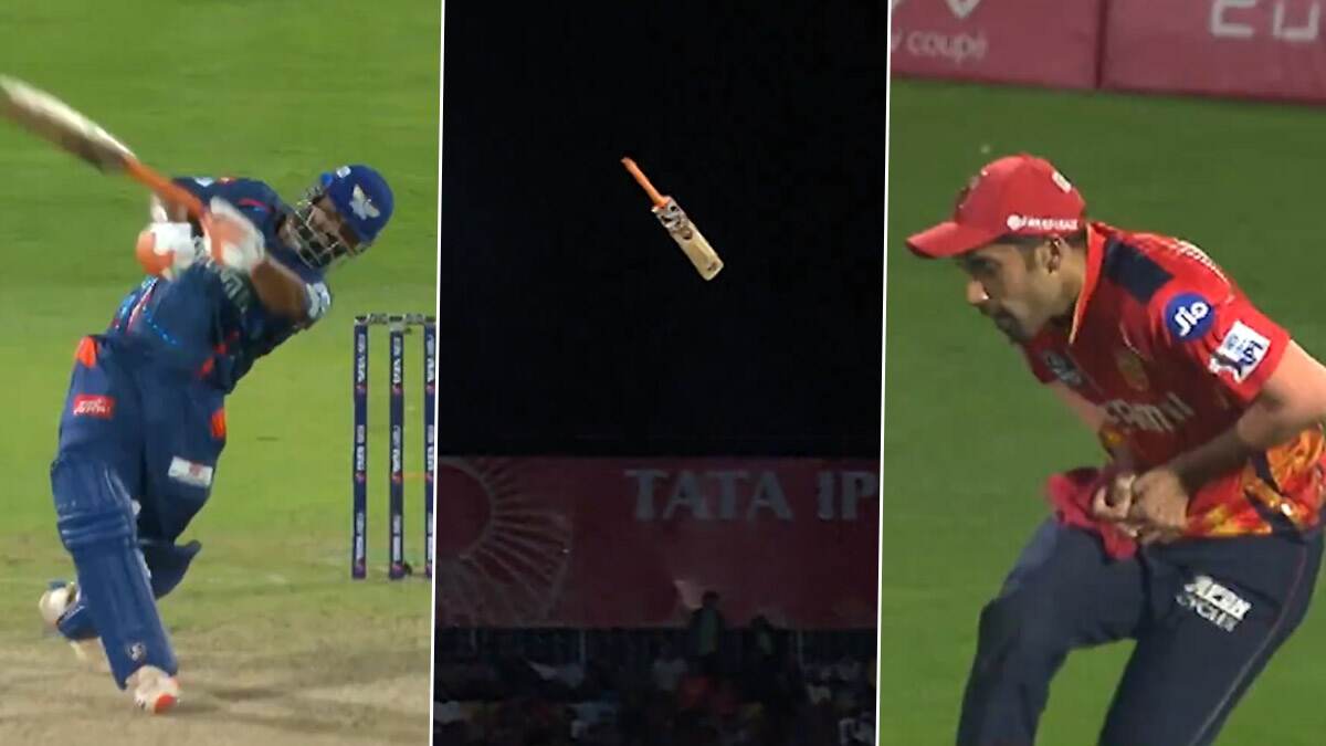 Rishabh Pant: শট মারতে গিয়ে হাত থেকে পিছলে মাটিতে পড়ে গেল ব্যাট, অদ্ভূত কায়দায় আউট পন্থ, দেখুন ভিডিয়ো