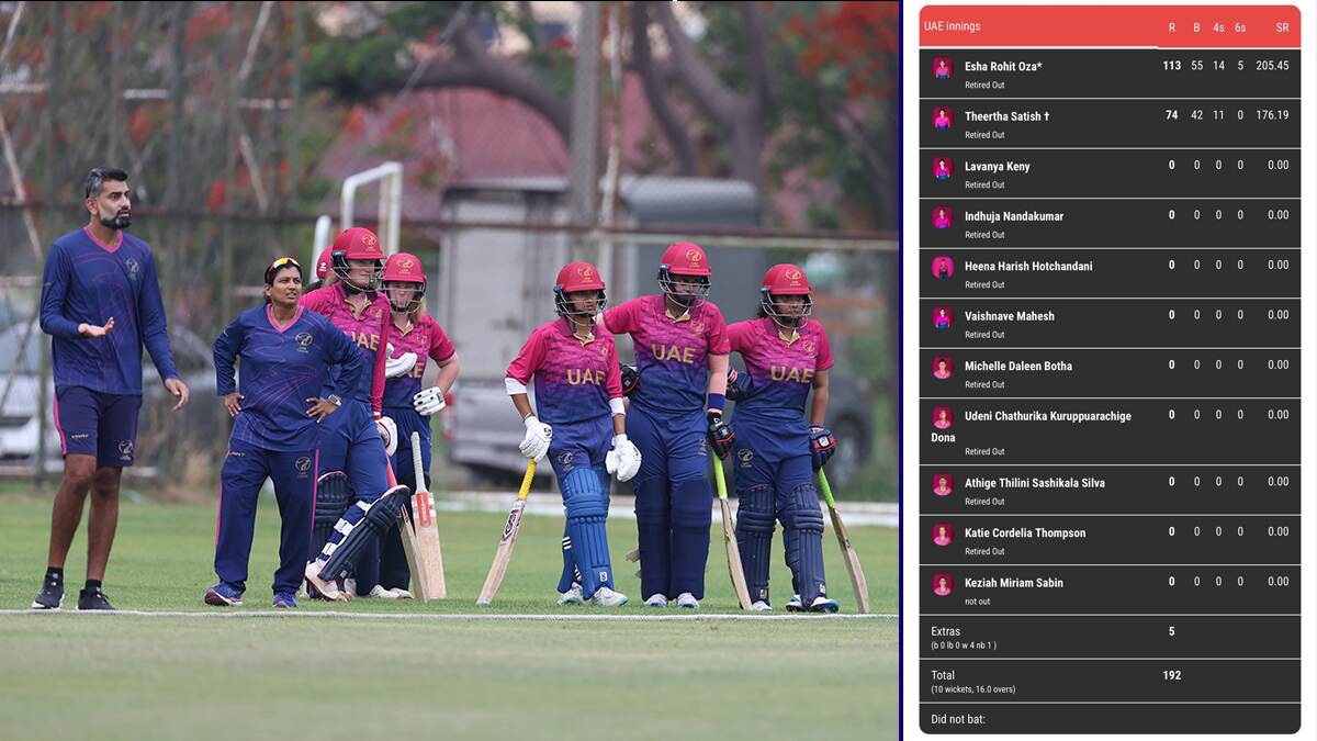 UAE W vs Qatar W, ICC Womens T20 World Cup Asia Qualifier 2025: একসাথে ১০ জন খেলোয়াড় রিটায়ার্ড আউট! কাতারের বিপক্ষে অবিশ্বাস্য কাণ্ড ঘটাল আরবের মেয়েরা