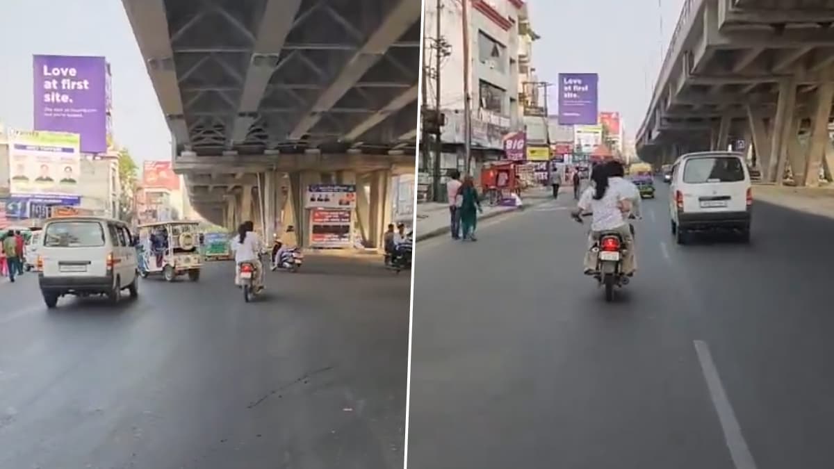 Viral Video: চলন্ত বাইকে বসে বরকে এলোপাথাড়ি জুতো পেটা করছেন মহিলা, লখনউয়ের ব্যস্ত রাস্তায় আজব দৃশ্য, দেখুন