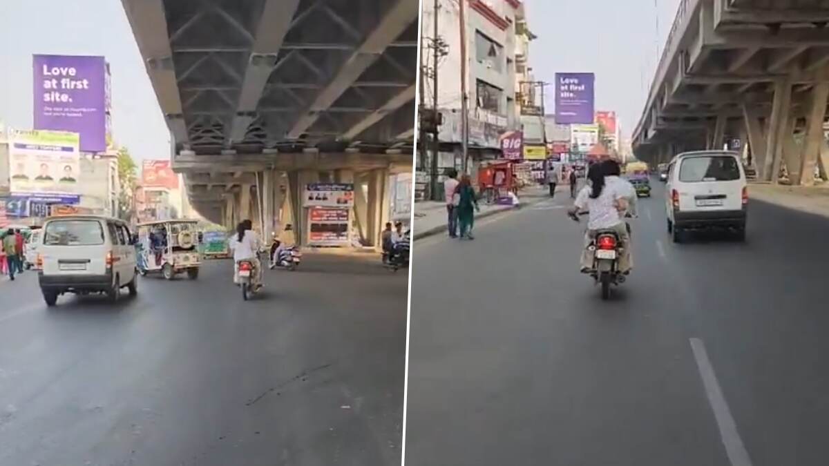 Viral Video: চলন্ত বাইকে বসে বরকে এলোপাথাড়ি জুতো পেটা করছেন মহিলা, লখনউয়ের ব্যস্ত রাস্তায় আজব দৃশ্য, দেখুন