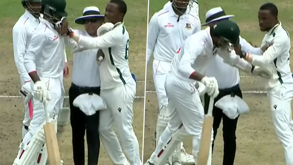 BAN vs SA Emerging Player Ripon Mondal and Tshepo Ntuli Fight Video: মাঝ মাঠে মারামারি, Ripon Mondol-র হেলমেট ধরে টানাটানি দক্ষিণ আফ্রিকার বোলার Tshepo Ntuli-র , দেখুন ভিডিও