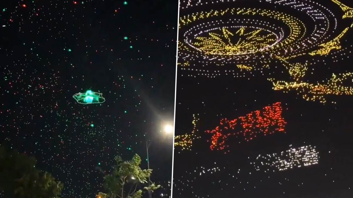 Drones Show Video: আকাশে সাড়ে ১০ হাজার ড্রোনের খেলা, দেখুন গিনিস বুকে নাম লেখানো সেই ড্রোন শো