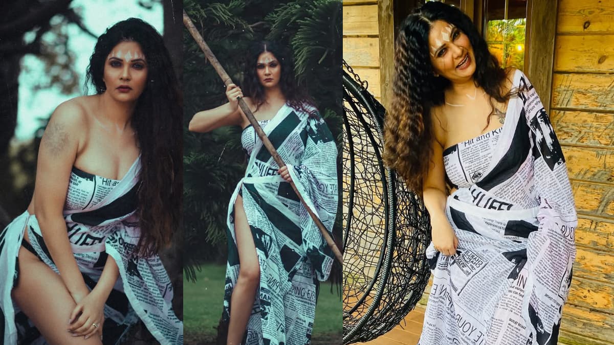 Aabha Paul in Saree: নিউজ প্রিন্ট শাড়িতে শরীর থেকে যেন আগুন ঝড়ছে। আভা পলের ছবি দেখে ভক্তদের মধ্যে আলোড়ন