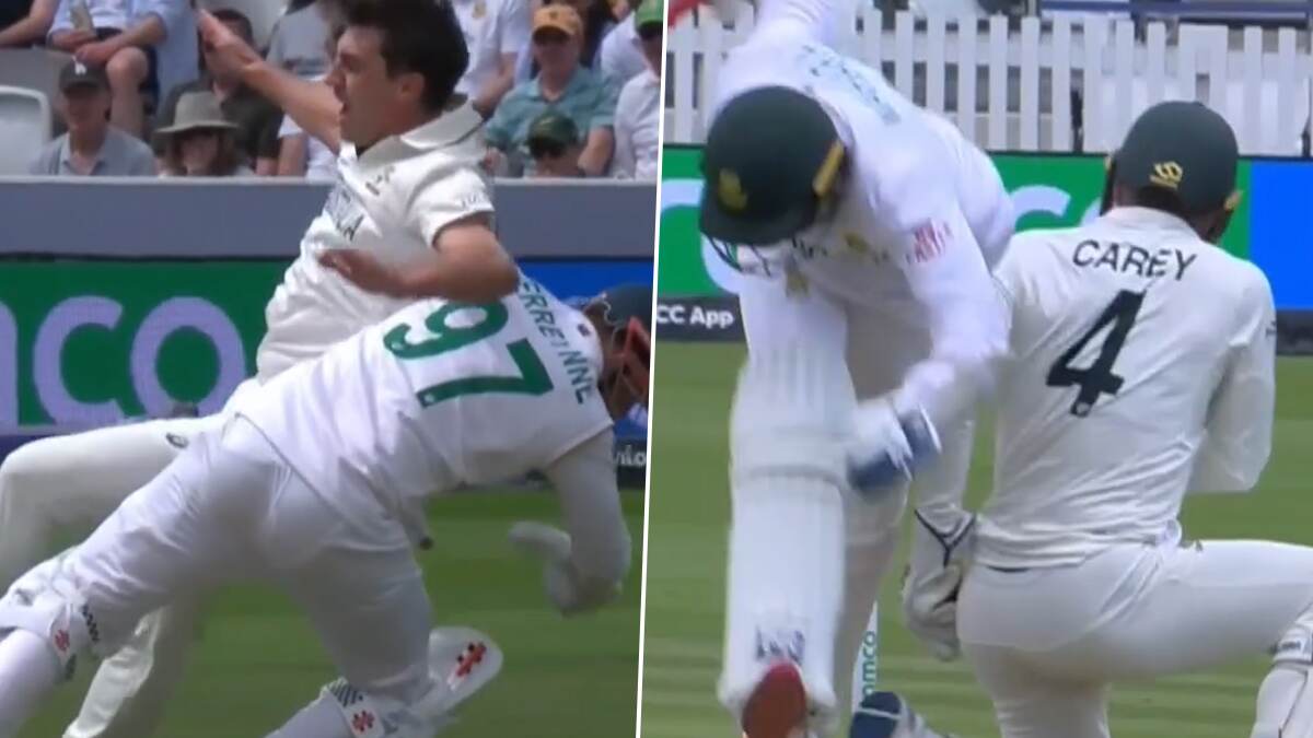 Pat Cummins Kyle Verreynne Collision, Cricket Viral Video: পুরো প্যাট কামিন্সের ঘাড়ে! দেখুন রান নিতে গিয়ে কাইল ভেররেইনের হুমড়ি খাওয়ার ভাইরাল ভিডিও