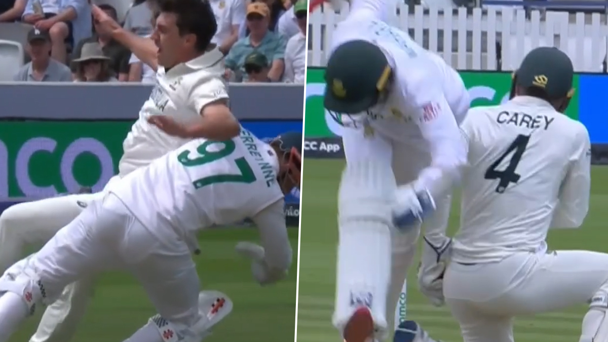 Pat Cummins Kyle Verreynne Collision, Cricket Viral Video: পুরো প্যাট কামিন্সের ঘাড়ে! দেখুন রান নিতে গিয়ে কাইল ভেররেইনের হুমড়ি খাওয়ার ভাইরাল ভিডিও