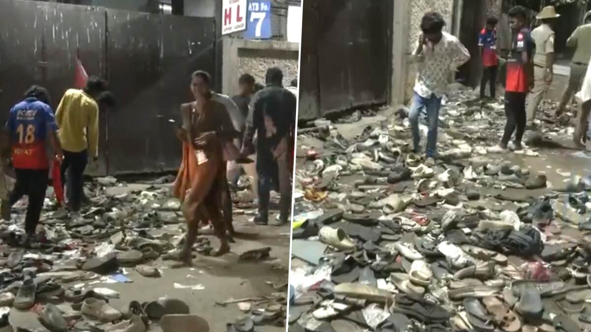 Bengaluru Stampede Case: চিন্নাস্বামী স্টেডিয়ামের গেটের সামনে জুতোর ভিড়, এখনও স্টেডিয়াম চত্বরে মোতায়েন পুলিশি নিরাপত্তা, দেথুন ভিডিয়ো