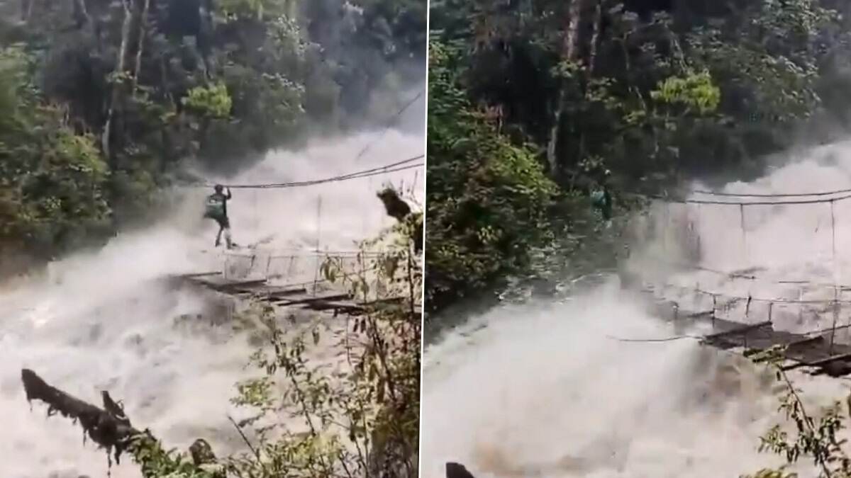 Kiren Rijiju Post Heaviest Monsoon Rains Video: জীবন বাজি রেখে যাতায়াত, পাহাড়ি নদীতে হড়পা বান, মারণ স্রোতের মাঝেই ঝুলন্ত সেতু পার হচ্ছেন এই যুবক, রিজিজুর পোস্টে তোলপাড়