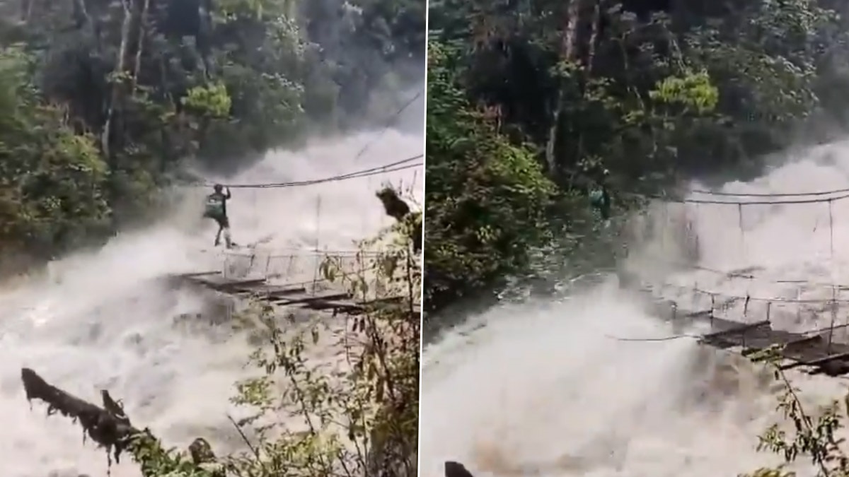 Kiren Rijiju Post Heaviest Monsoon Rains Video: জীবন বাজি রেখে যাতায়াত, পাহাড়ি নদীতে হড়পা বান, মারণ স্রোতের মাঝেই ঝুলন্ত সেতু পার হচ্ছেন এই যুবক, রিজিজুর পোস্টে তোলপাড়
