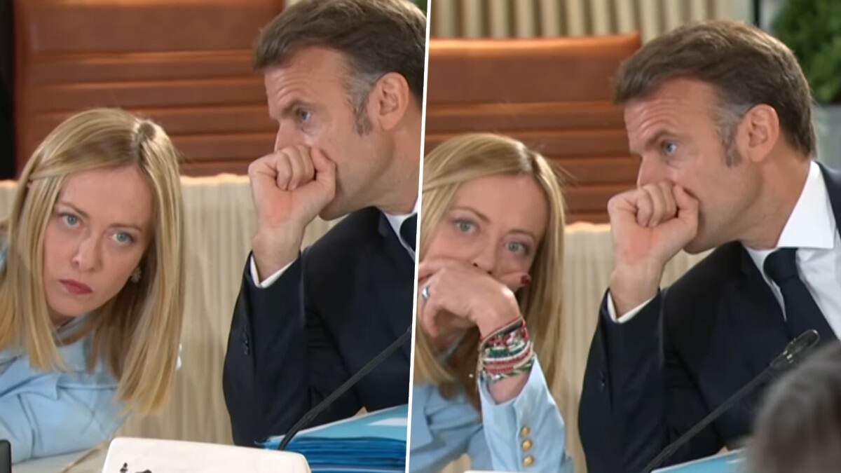 Giorgia Meloni-Emmanuel Macron's Video: জি৭ সম্মেলনের মাঝে মেলোনি-মারকনের গোপণ কথা, কানে কানে ইতালির প্রধানমন্ত্রীকে কী বললেন ফ্রান্সের প্রেসিডেন্ট, দেখুন ভাইরাল ভিডিয়ো