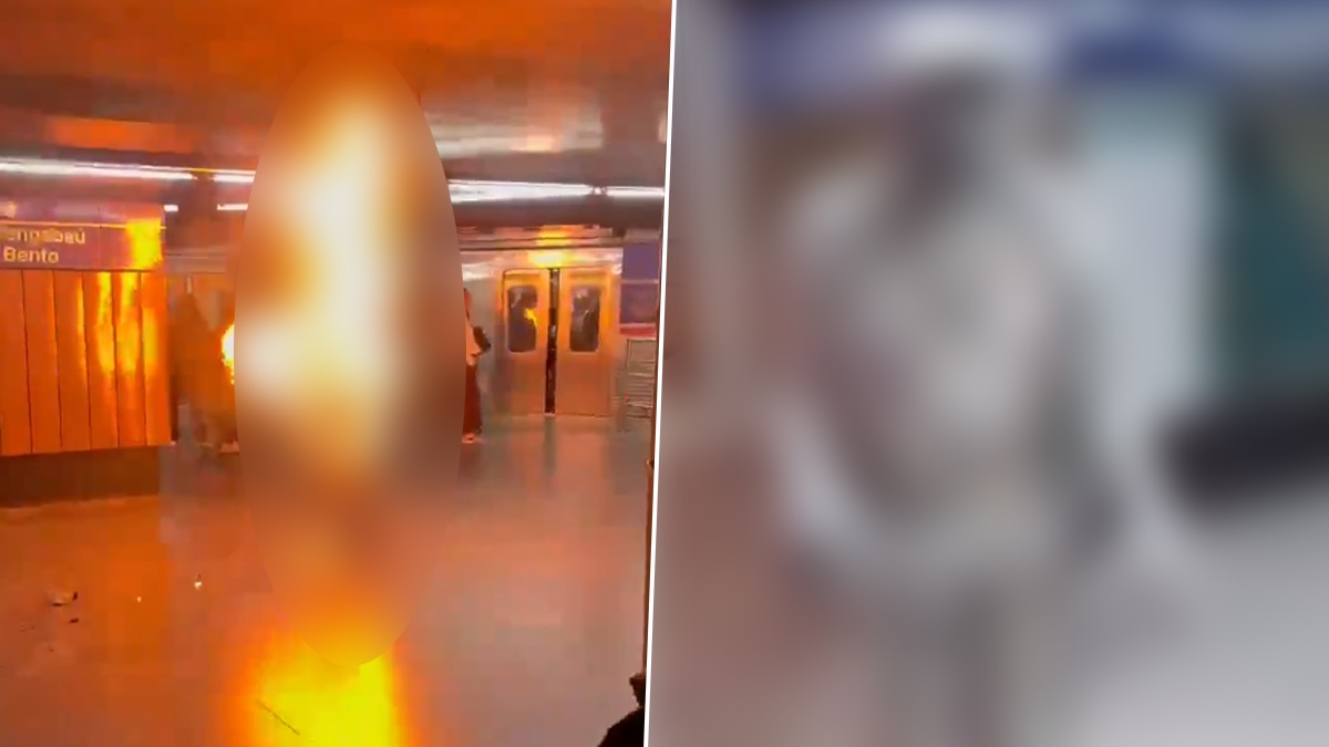 Man Sets Fire Himself Video: সাবওয়ের ভিতরে নিজের গায়ে আগুন ধরিয়ে দিলেন, দাউ দাউ করে জ্বলছে মানুষ, জ্বলন্ত ব্যক্তিকে দেখে... ভাইরাল ভিডিয়ো