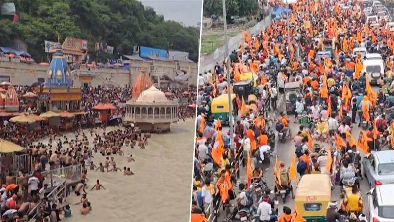 Kanwar Yatra: কানওয়ার যাত্রায় গঙ্গা জল সংগ্রহে হরিদ্বারে ব্যপক ভক্তের ঢল, দেখুন ভিডিও