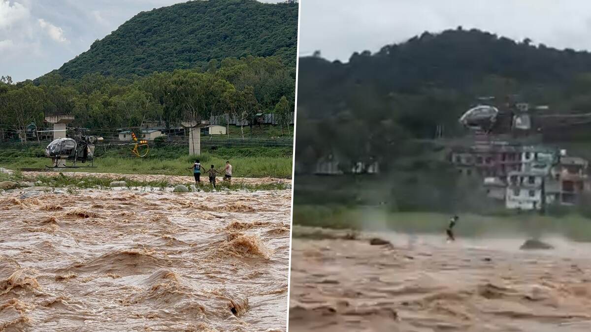 Jammu And Kashmir: দু’দিক থেকে বয়ে যাচ্ছে বন্যার জল, এক টুকরো জমি থেকে কিশোরকে উদ্ধার করল ভারতীয় সেনা, দেখুন ভিডিয়ো