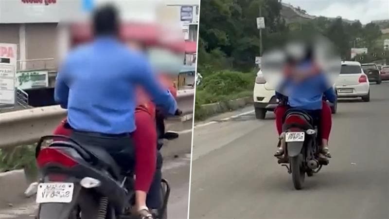 Couple Reckless Bike PDA Video: বেপরোয়া ভালবাসা!মহিলাকে বাইকের সামনে উল্টে করে বসিয়ে অসভ্যতা চালকের, ভাইরাল ভিডিও