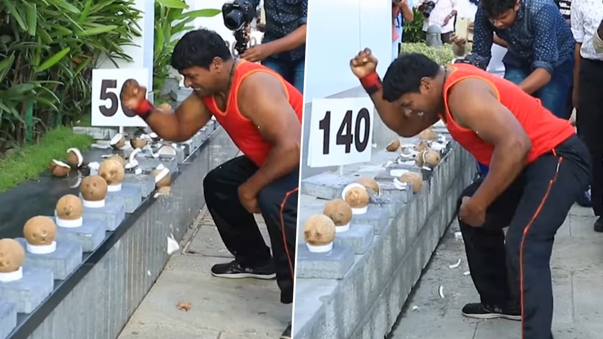 Kerala Man Cracks Guinness World Record: অবিশ্বাস্য! নারকেল ভেঙে গিনেস রেকর্ড গড়লেন কেরলের যুবক, ১ মিনিটে হাত দিয়ে ফাটালেন ১২২টা!