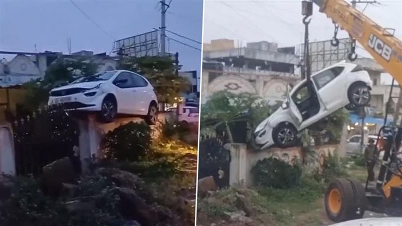 Telangana Viral Video: মাতাল ব্যক্তির কাণ্ড শুনলে চমকে যাবেন...! এক গলা মদ খেয়ে পাঁচিলের উপর তুলে দিলেন গাড়ি, তারপর যা হল