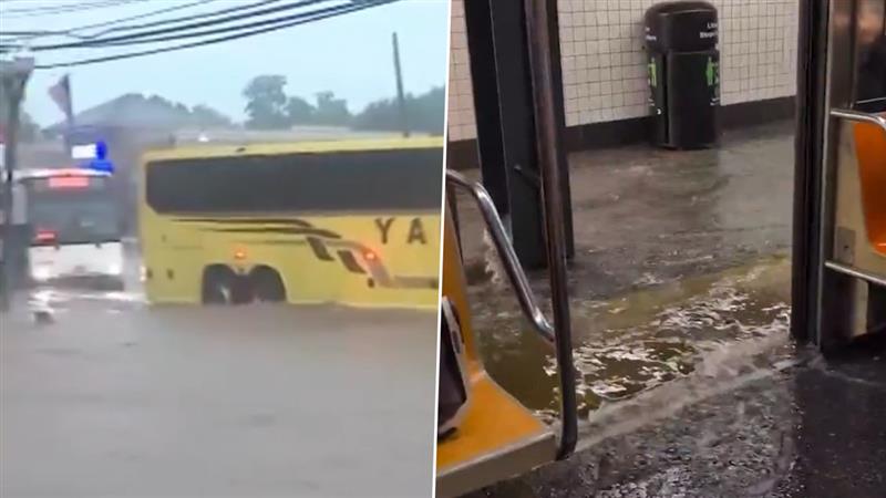 Flash Floods In New York: ভারী বৃষ্টিতে নিউ ইয়র্ক জুড়ে আকস্মিক বন্যা পরিস্থিতি, মেট্রো স্টেশনে হুহু করে ঢুকছে জল, ভাসছে রাস্তাঘাট, দেখুন ভয়ানক দৃশ্য