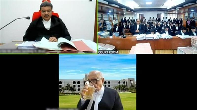 Gujarat High Court: মামলা চলাকালীন দেদার বিয়ারের গ্লাসে চুমুক, আইনজীবীর কীর্তিতে হতবাক বিচারপতি, ভাইরাল ভিডিয়ো