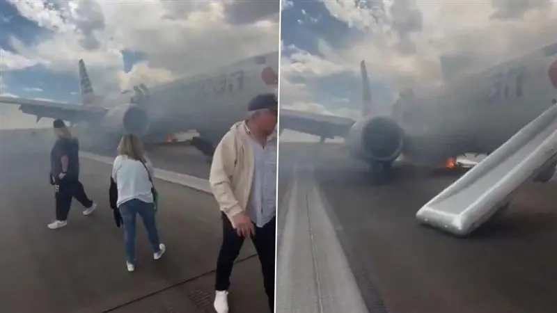 Flight Catches Fire:ফের বিমান বিভ্রাট! টেক অফের সময় উড়ানে আগুন, আতঙ্কে ঝাঁপ যাত্রীদের