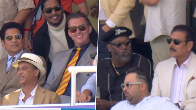 Cricketers in Wimbledon 2025: উইম্বল্ডনে ক্রিকেটারদের জোয়ার! সচিন, গেইল, ব্রেট লির সঙ্গে ভিডিও শেয়ার রবি শাস্ত্রীর