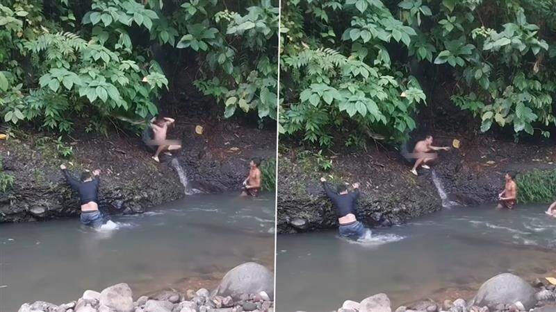 Snake Attack Video: 'মাথার পিছনে মৃত্যুর দূত', নদীর পাড়ে বসে থাকা যুবকের উপর হামলে পড়ল 'অ্যানাকোন্ডা'
