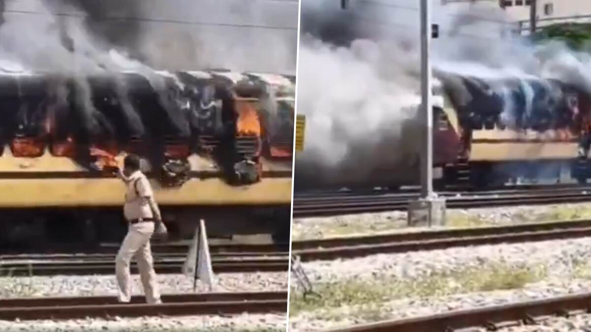 Train Fire Video: দাউ দাউ করে জ্বলছে ট্রেন, তিরুপতি স্পেশাল ট্রেনে আগুন লেগে পুড়ে জ্বলে কালো হয়ে গেল, ভাইরাল ভিডিয়ো