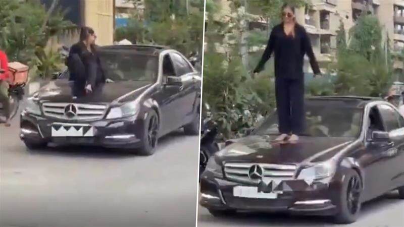 Viral Video: চলন্ত গাড়ির ছাদ থেকে লাফিয়ে বনেটে নেমে নাচ তরুণীর, উন্মত্ততা দেখে অবাক মানুষ