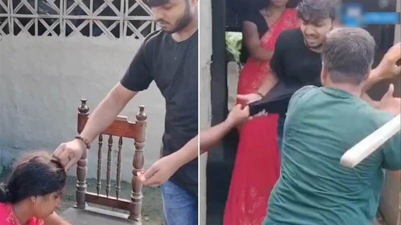 Viral Video: পটাপট লাঠির বাড়ি, যুবকের চামড়া গুটিয়ে তরুণীর সঙ্গে বিয়ে দিলেন স্থানীয়রা, দেখুন মারের সেই ভয়ানক ভিডিয়ো