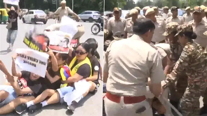 Tibetan Youth Congress Protest: ওয়াং ইয়ের ভারত সফরের বিরুদ্ধে তিব্বতি যুব কংগ্রেসের সদস্যদের বিক্ষোভ