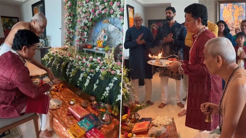 Sachin Tendulkar Celebrate Ganesh Chaturthi 2025: গণেশ চতুর্থী উদযাপন করলেন সচিন তেন্ডুলকর, দেখুন ভিডিও