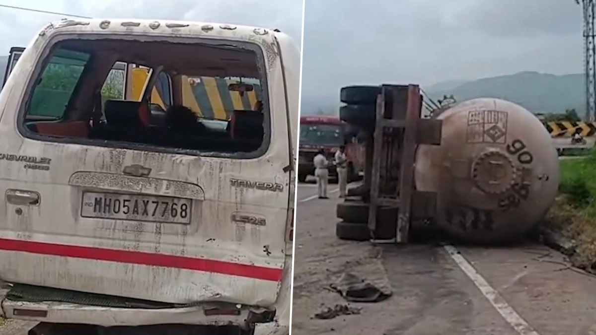 Maharashtra: মুম্বই-গোয়া হাইওয়েতে এলপিজি ট্যাঙ্কারের সঙ্গে গাড়ির সংঘর্ষ, আহত অনেকে