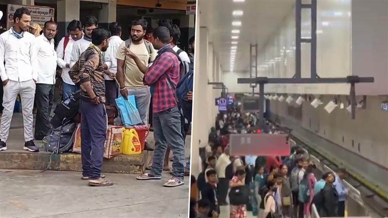 Karnataka Transport Strike: পরিবহন শ্রমিকদের ধর্মঘটে বাস পরিষেবা বন্ধ কর্ণাটকে, সকাল থেকেই ভোগান্তি যাত্রীদের (দেখুন ভিডিও)